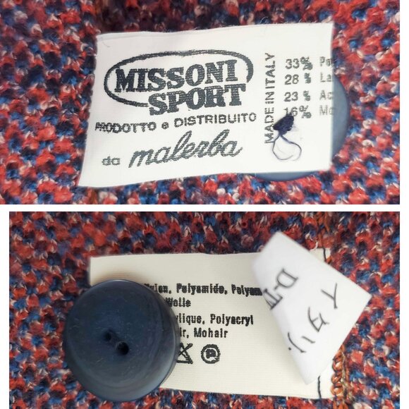 Missoni Sport Womens Vintage Abstract Mohair Wool Knit Cardigan Sweater ITALY - Picture 9 of 11